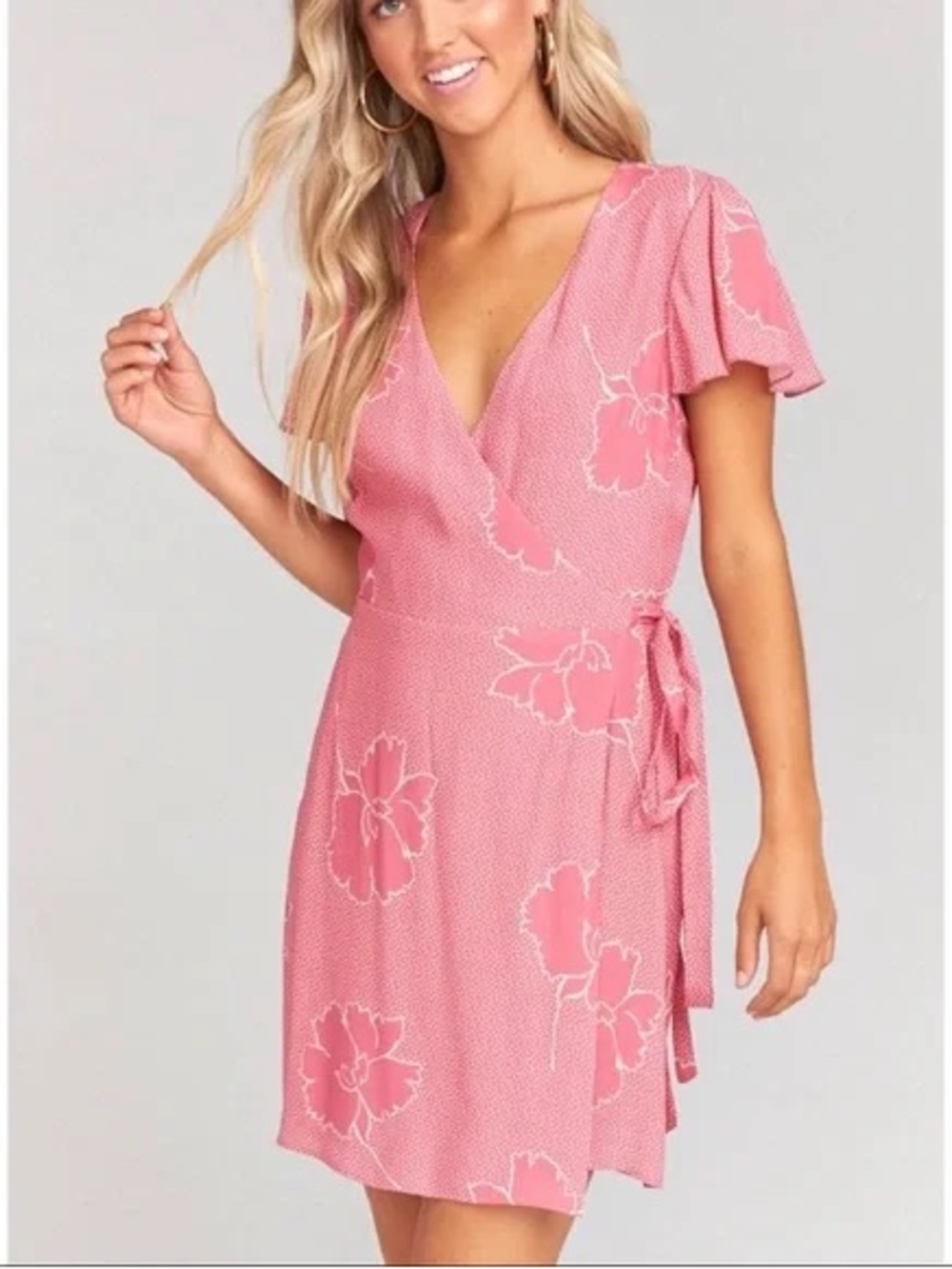 Show Me Your MuMu Pink Floral Wrap Mini Dress